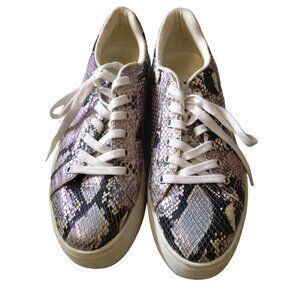 Aldo Legowien 7.5 Leather Snakeskin Iridescent Purple Lace Up Platform Sneakers